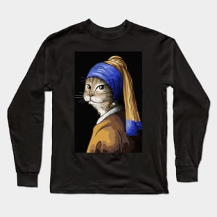 Cat with the Pearl Earring Long Sleeve T-Shirt